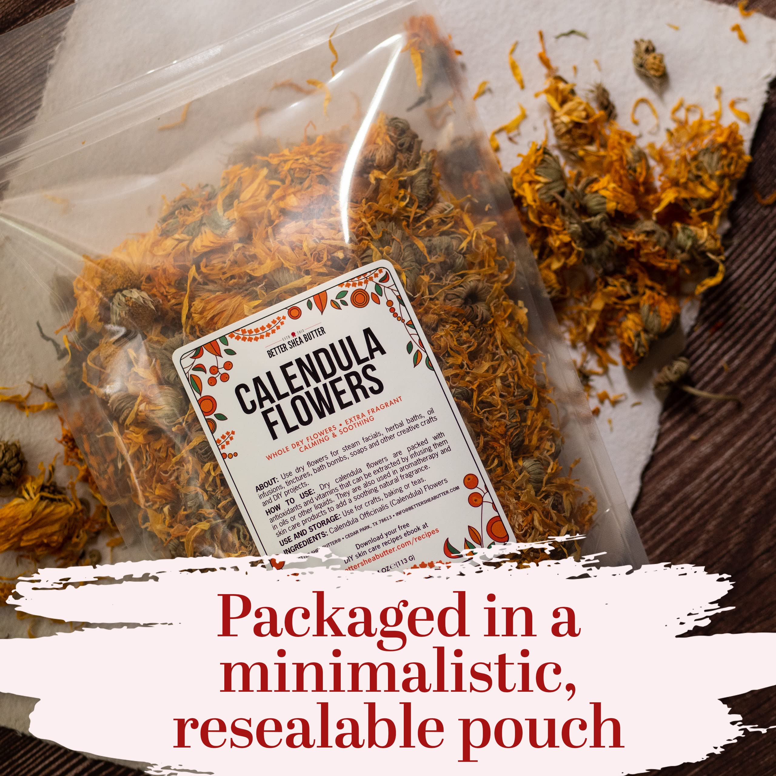 Better Shea Butter Dried Calendula Flowers – 4 oz for Soap Making, Tea, Tinctures & Bath Salts