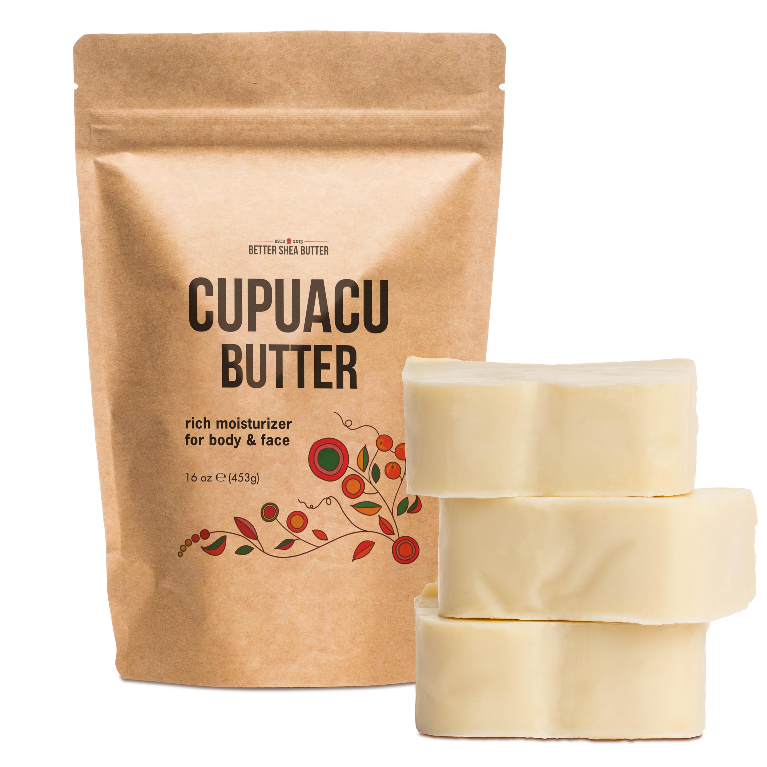 Better Shea Butter Cupuacu Butter – Raw & Unrefined, 16 oz | DIY Lotion Base, Hair & Skin