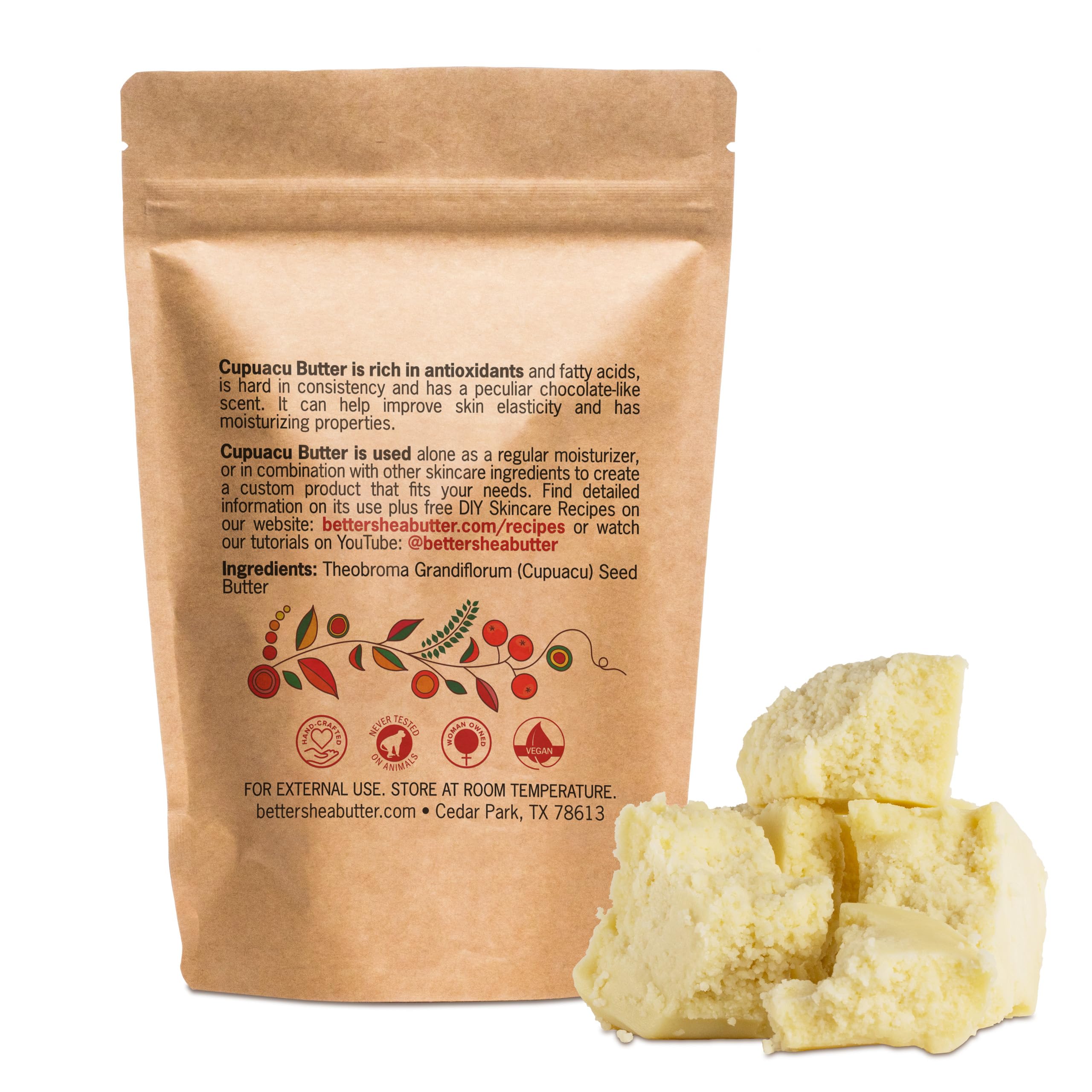 Better Shea Butter Cupuacu Butter – Raw & Unrefined, 16 oz | DIY Lotion Base, Hair & Skin
