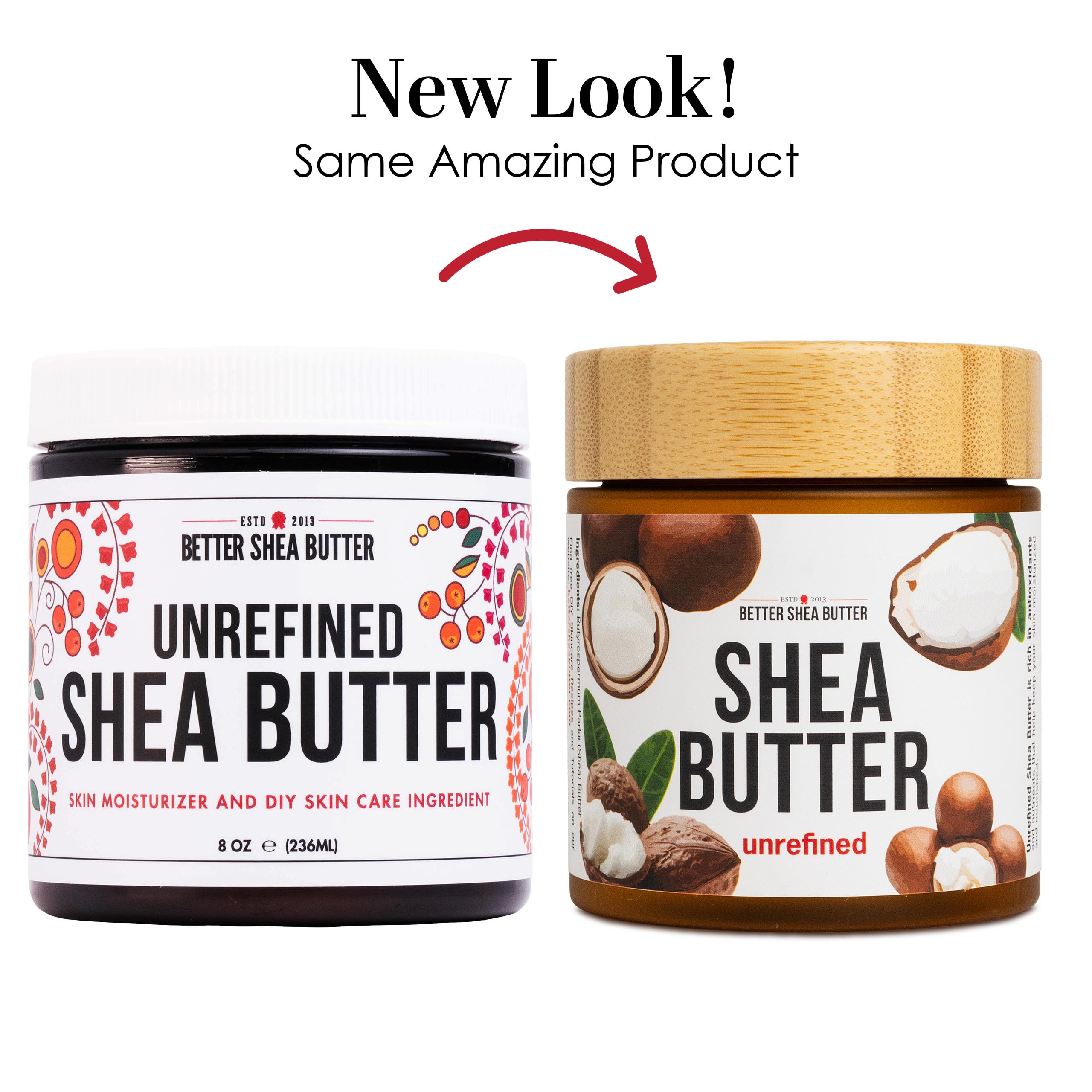 Better Shea Butter Raw Shea Butter – 100% Pure African, Unrefined Moisturizer for Hair & Skin | Smoky Scent | 8 oz Jar