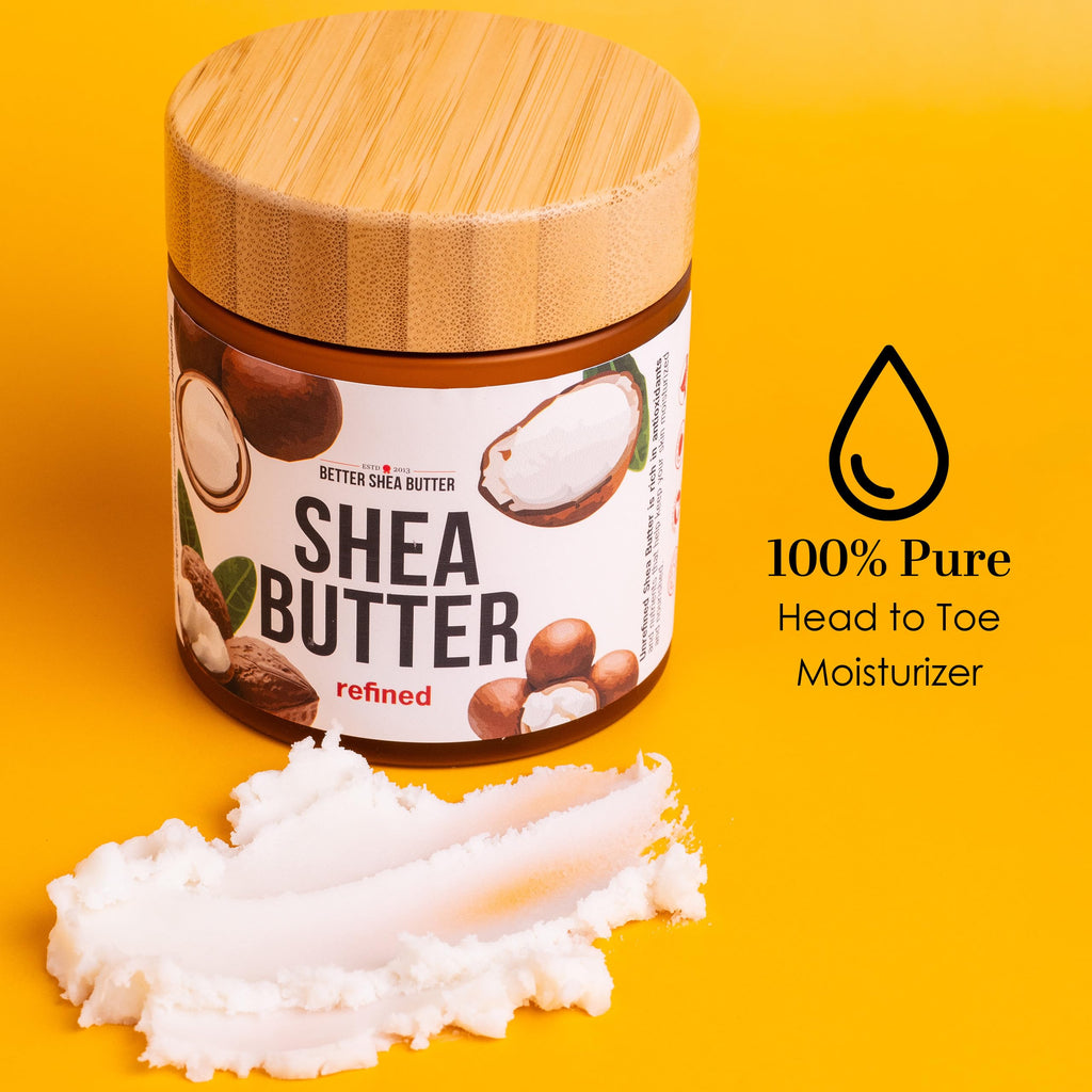 Better Shea Butter Refined Unscented – 100% Pure African Shea Butter for Hair & Dry Skin (8 oz Jar)