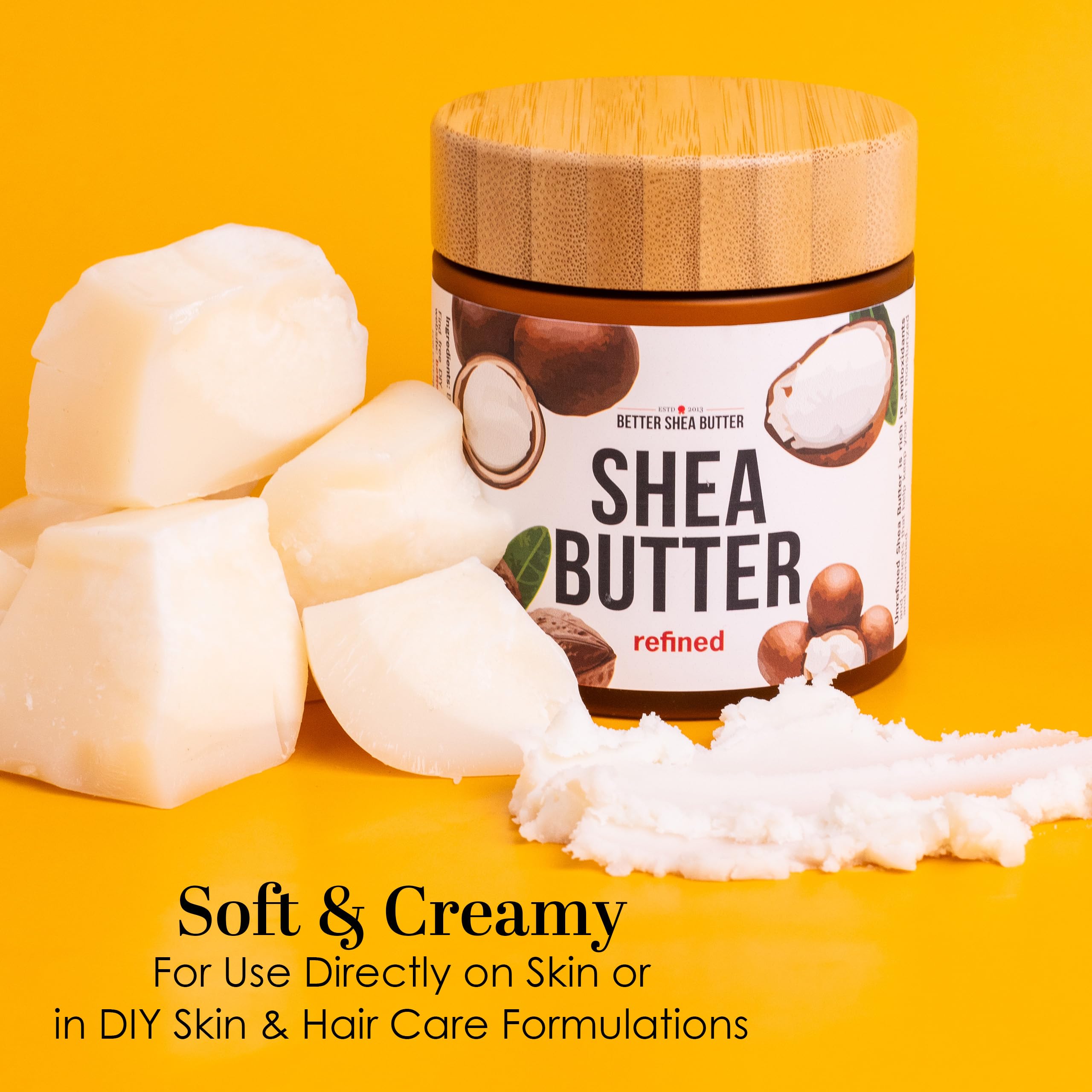 Better Shea Butter Refined Unscented – 100% Pure African Shea Butter for Hair & Dry Skin (8 oz Jar)