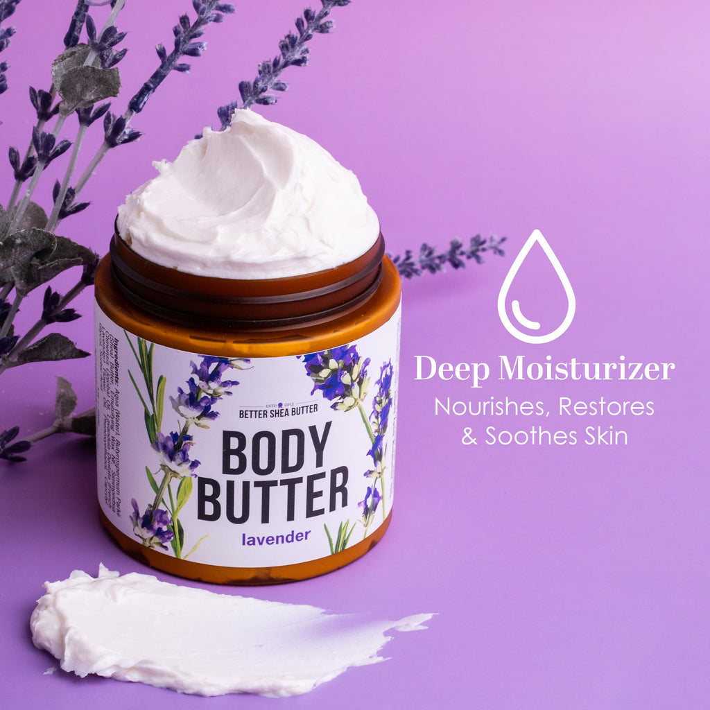 Better Shea Butter Lavender Body Butter – Non-Greasy Moisturizer with Shea & Jojoba