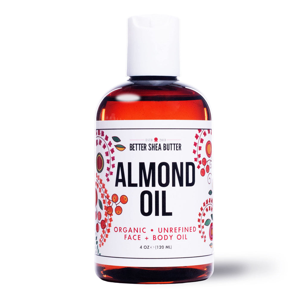 Better Shea Butter Organic Almond Oil | 100% Pure, Cold-Pressed Massage & Skin Oil | 4 oz