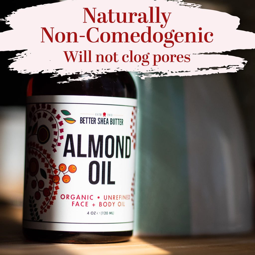 Better Shea Butter Organic Almond Oil | 100% Pure, Cold-Pressed Massage & Skin Oil | 4 oz