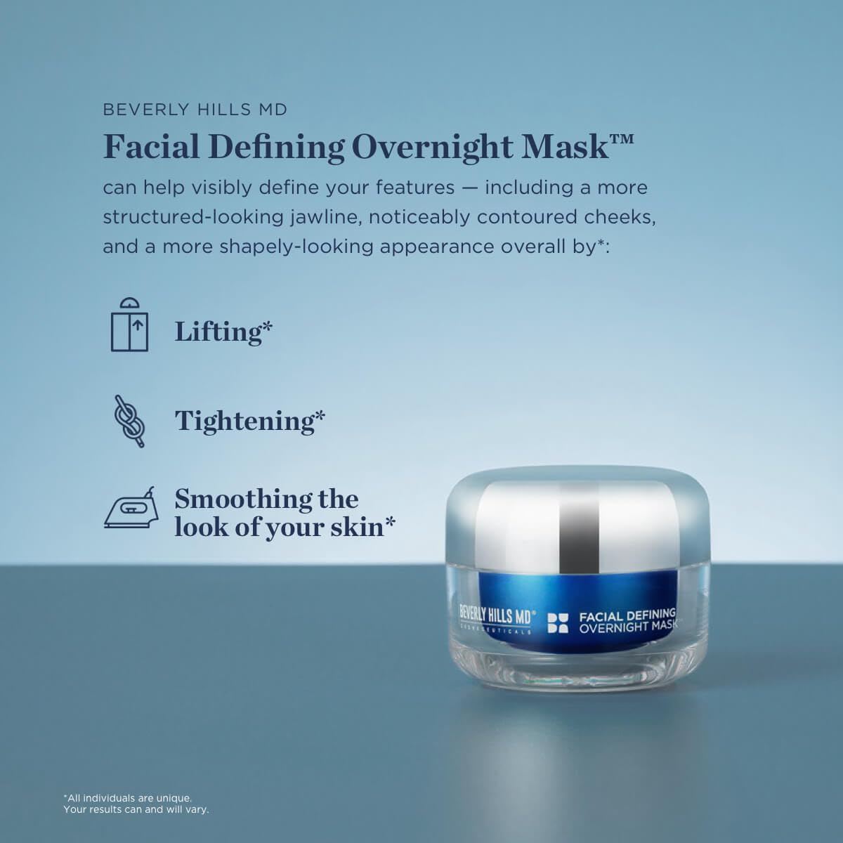 Beverly Hills MD Facial Defining Overnight Mask – Nightly Cream for Defined, Plump, Smooth Skin