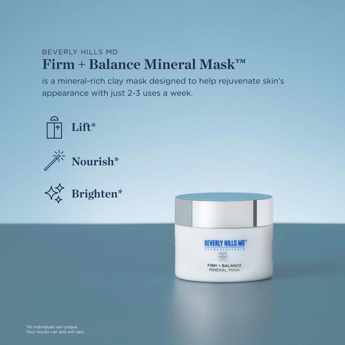 Beverly Hills MD Firm + Balance Mineral Mask – Exfoliating Clay for Lift, Firm, and Glow
