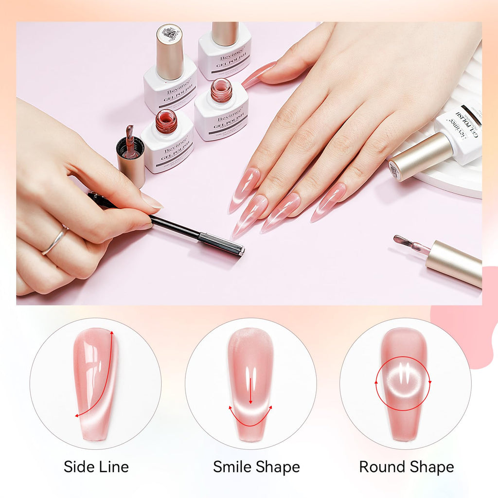 Bevimee Cat-Eye Gel Polish Set with Magnet - 10 Colors Moonlight (8ml)