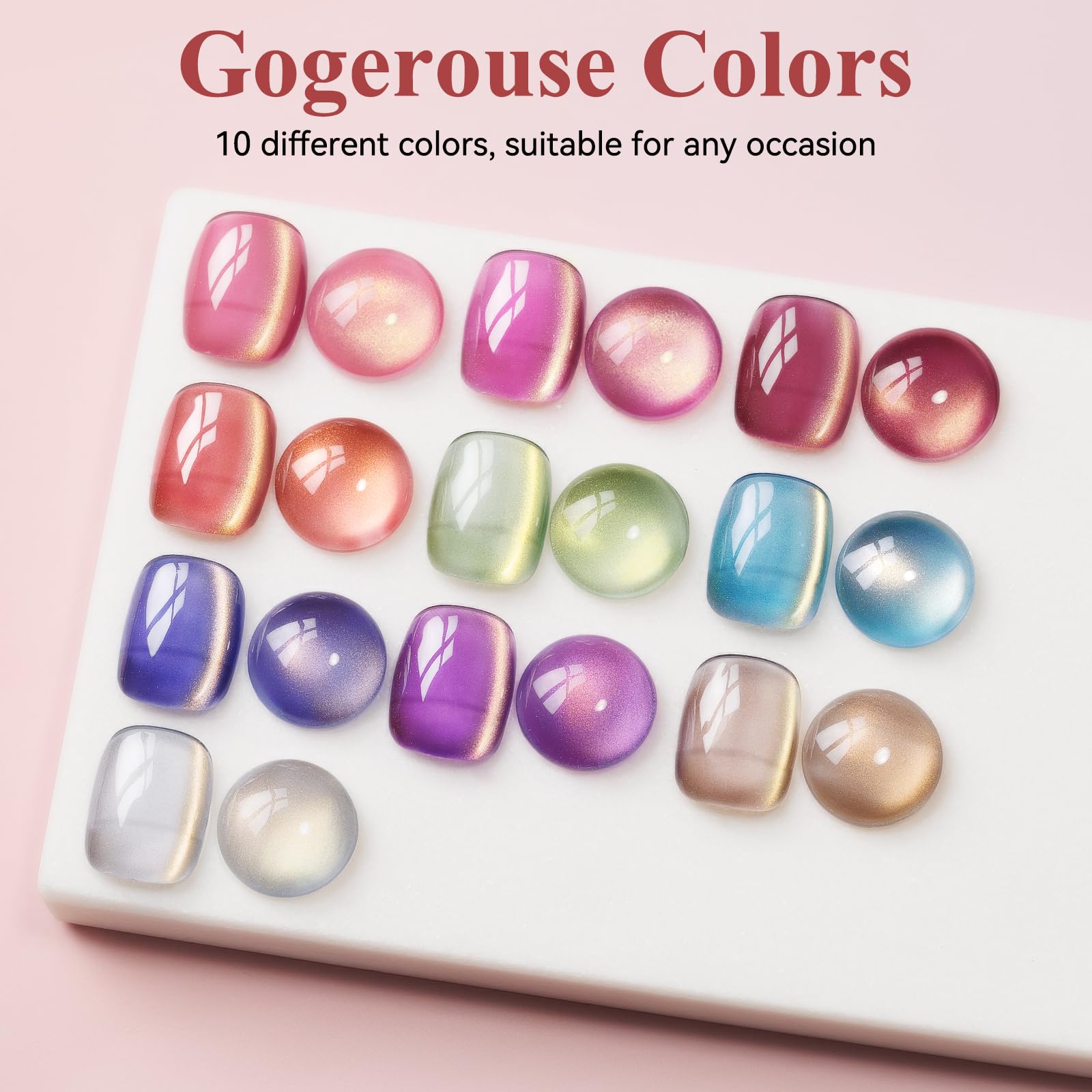 Bevimee Cat Eye Gel Nail Polish Set – 10 Colors with Magnet for Home Manicure