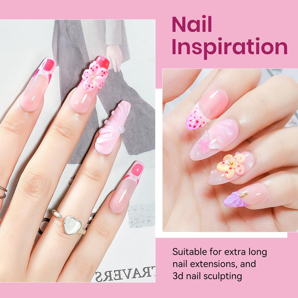 Bevimee 3D Sculpting Gel for Nails – Clear & Pink Builder Gel (2-Pack), UV/LED Nail Extensions