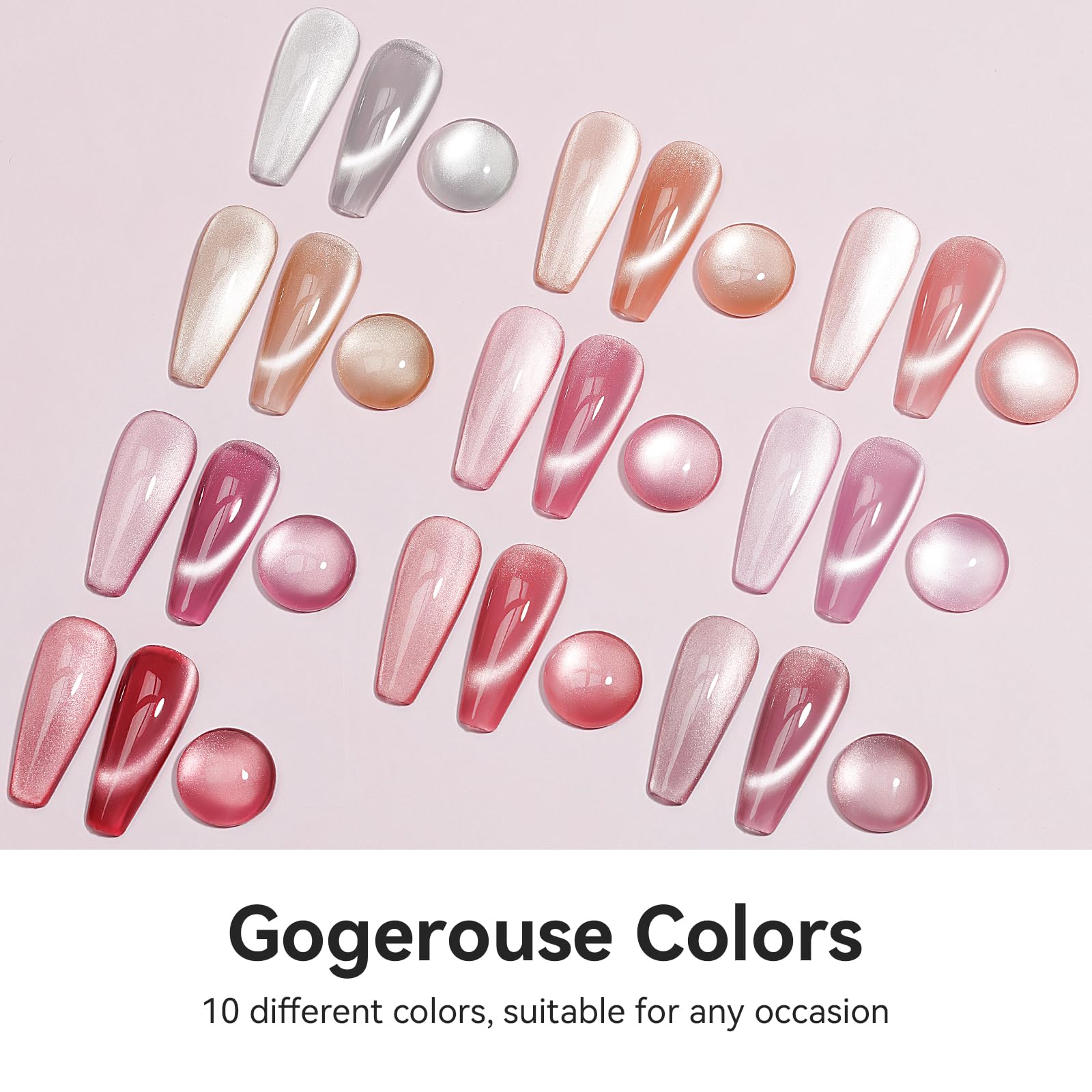 Bevimee Cat-Eye Gel Polish Set with Magnet - 10 Colors Moonlight (8ml)
