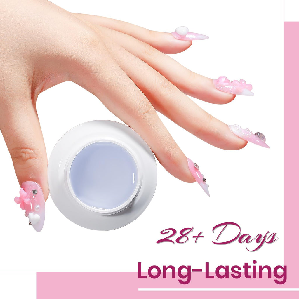 Bevimee 3D Sculpting Gel for Nails – Clear & Pink Builder Gel (2-Pack), UV/LED Nail Extensions