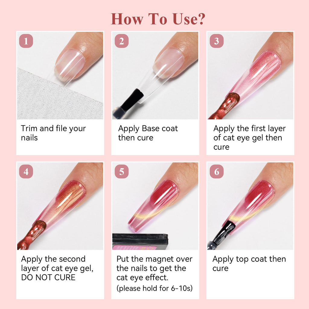 Bevimee Cat Eye Gel Nail Polish Set – 10 Colors with Magnet for Home Manicure