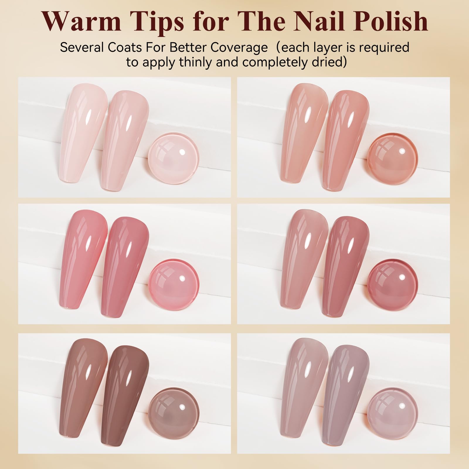 Bevimee Pink Quick Dry Nail Polish Set – 6 Vegan Lacquers | Air-Dry, Glitter Finishes, Non-Gel