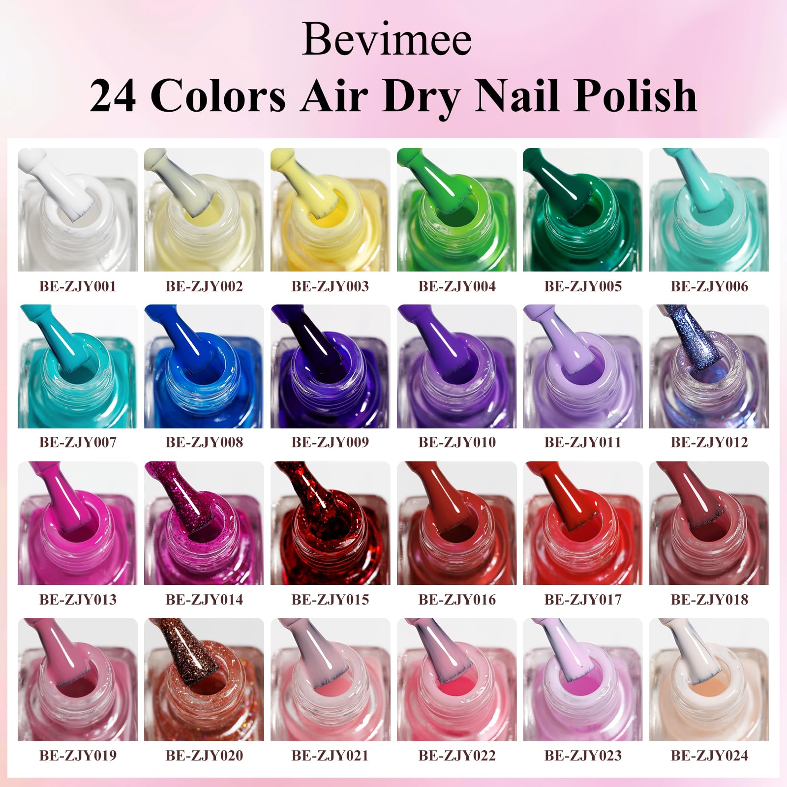 Bevimee Nail Polish Set Quick Dry – 24Pcs Color Collection for Home Manicures