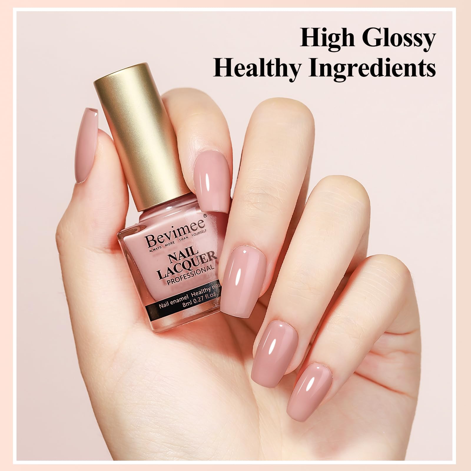 Bevimee Nude Nail Polish Set — Quick-Dry, 6 Sheer Shades (8 ml each)