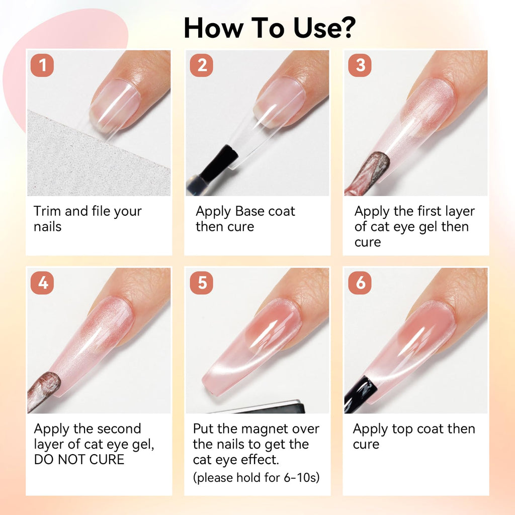 Bevimee Cat-Eye Gel Polish Set with Magnet - 10 Colors Moonlight (8ml)