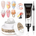 Bevimee Solid Builder Gel & Rhinestones Glue – 18g Gel, 15g Glue for Nail Art at Home