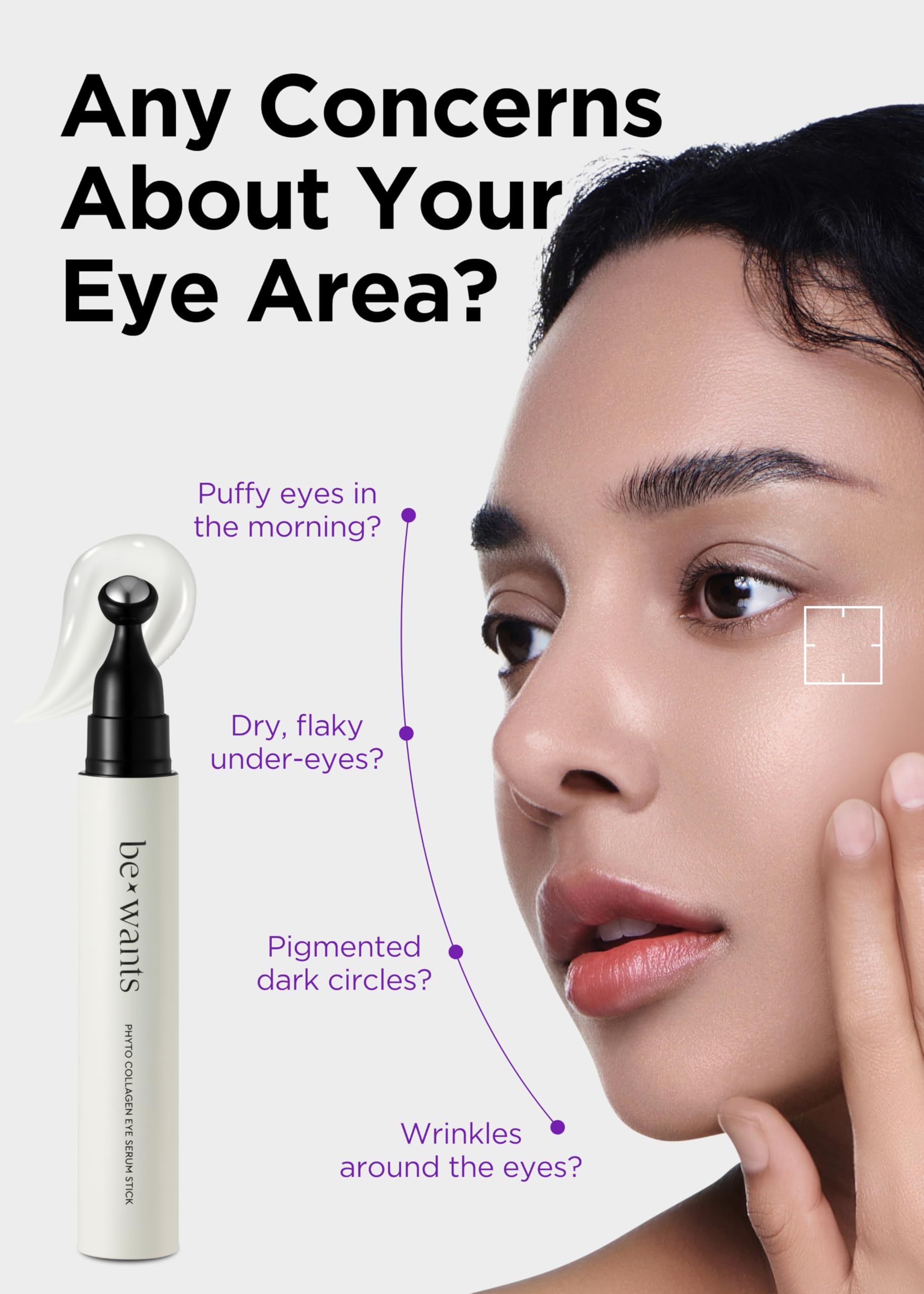 BE+WANTS Instant Eye Bag Remover – Cooling Serum Roller for Puffiness & Dark Circles