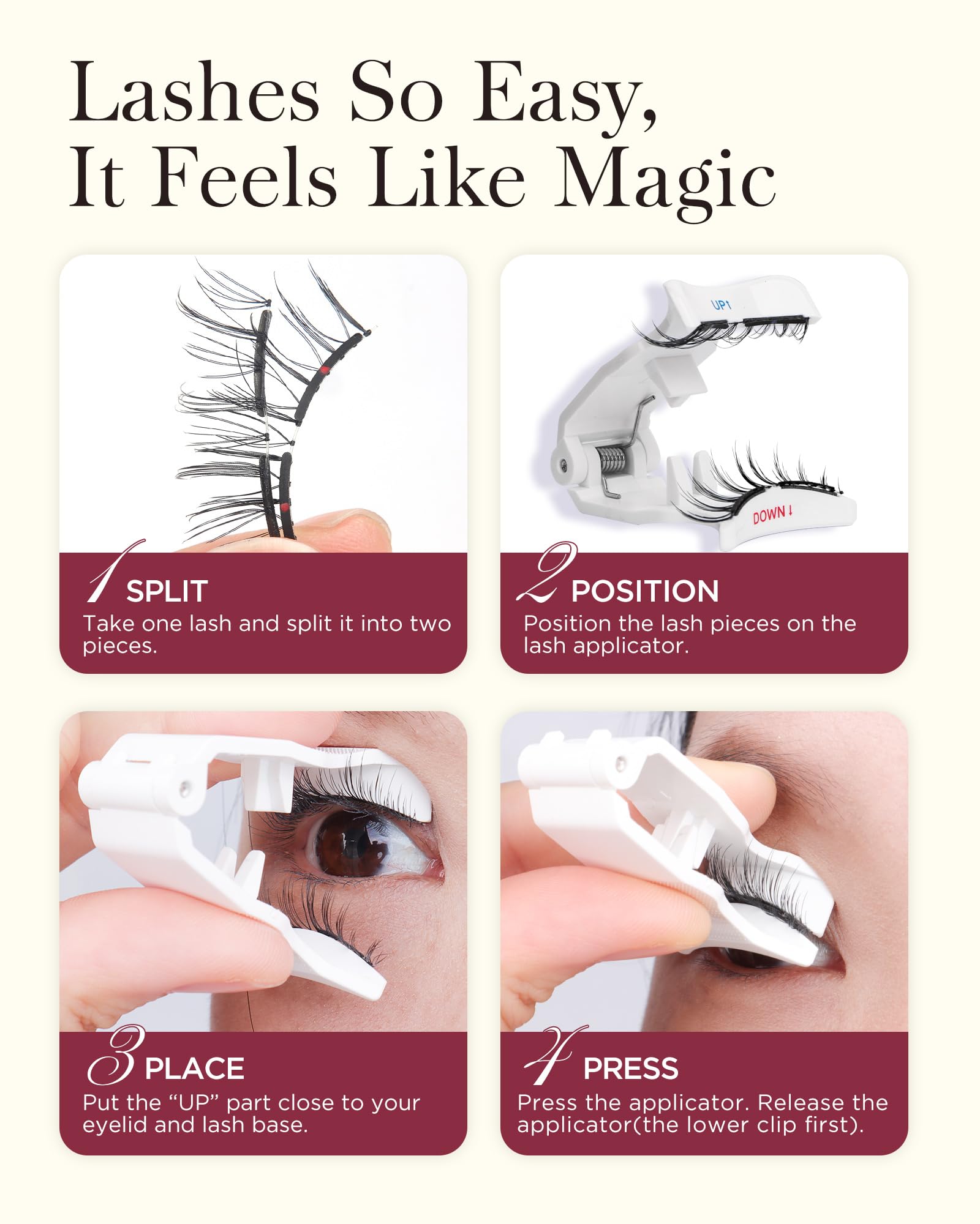 BEYELIAN Magnetic Eyelashes with Applicator Kit – No Glue, Lightweight Comfort