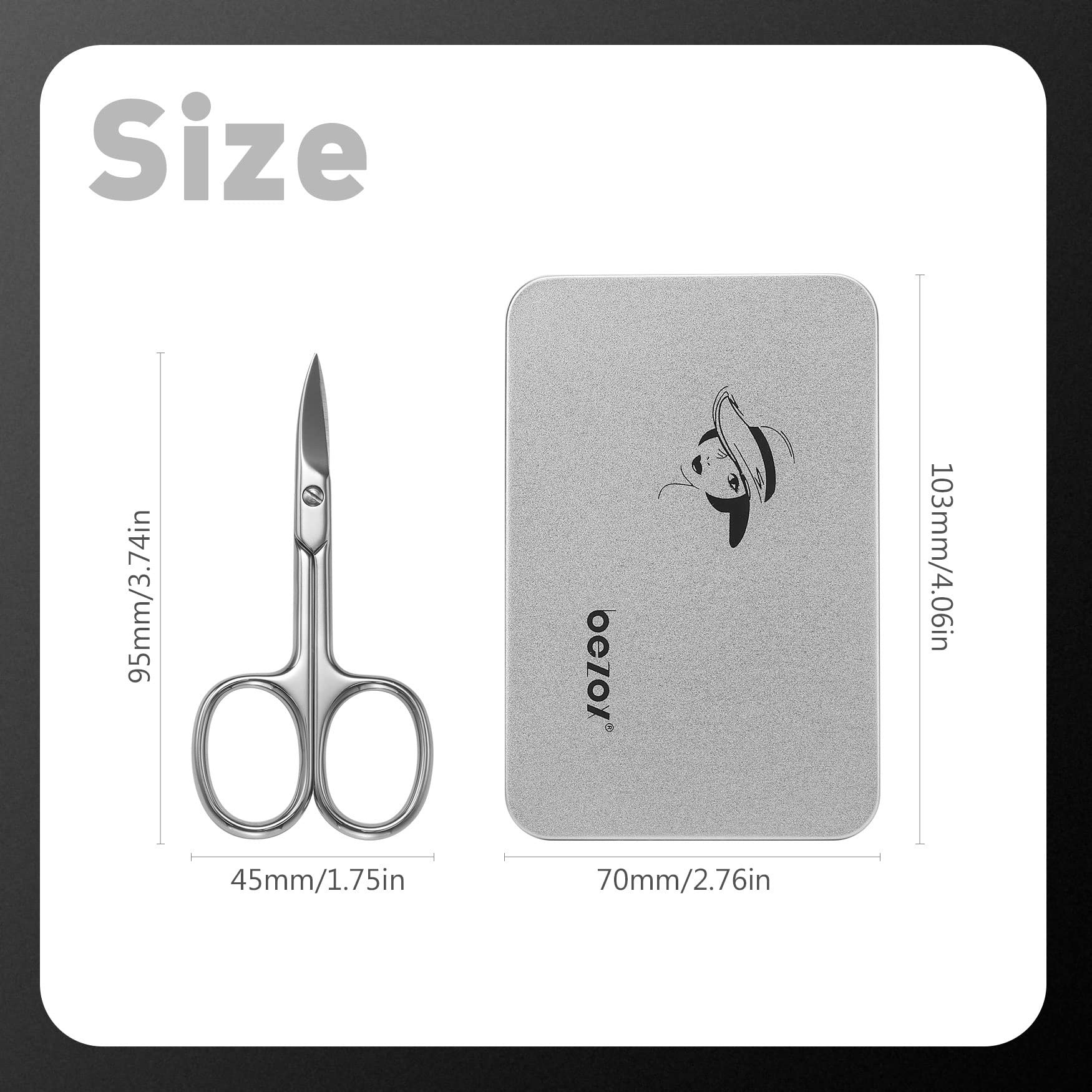 BEZOX Nail Scissors – Sharp Curved Blade, Ergonomic Nail Trimmer