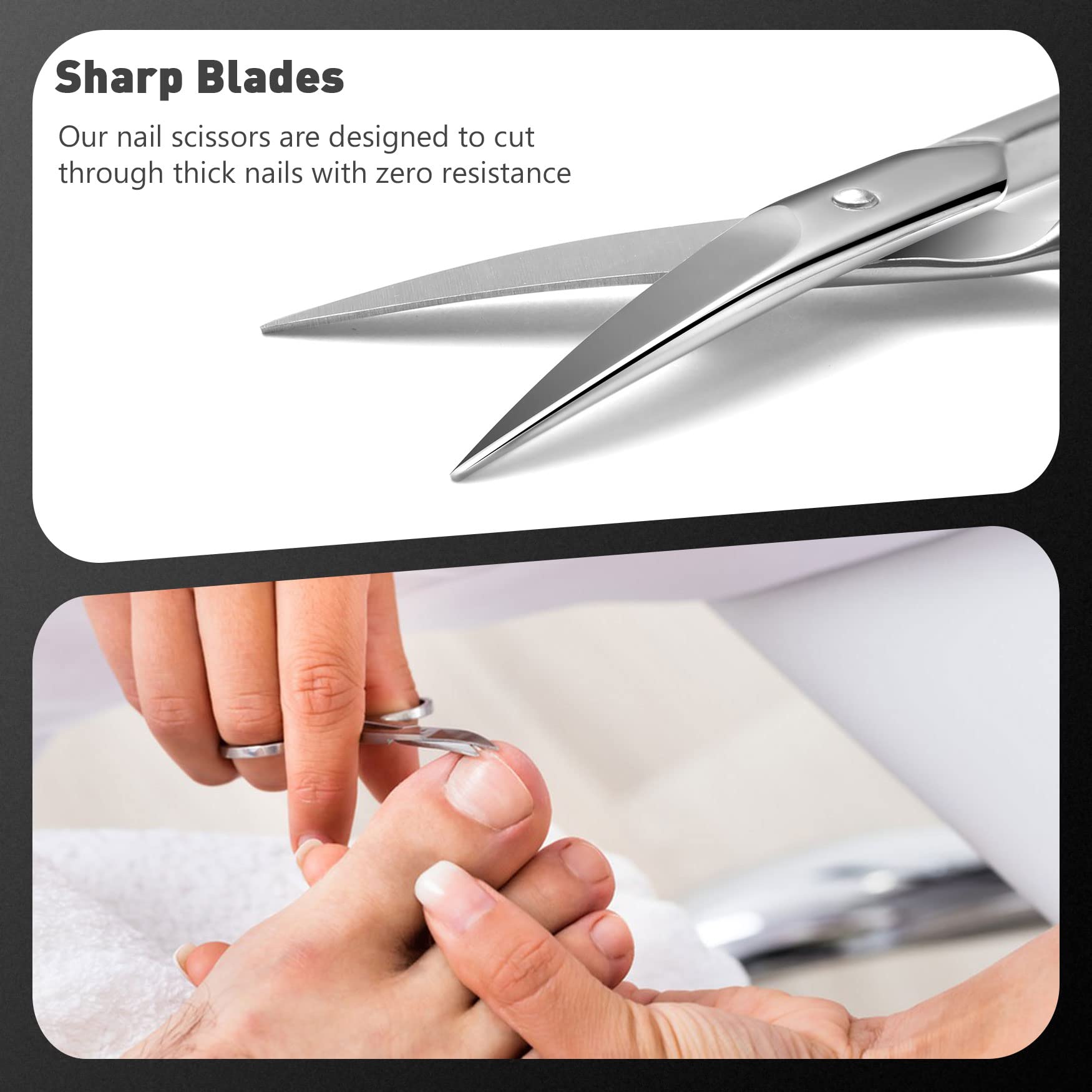 BEZOX Nail Scissors – Sharp Curved Blade, Ergonomic Nail Trimmer