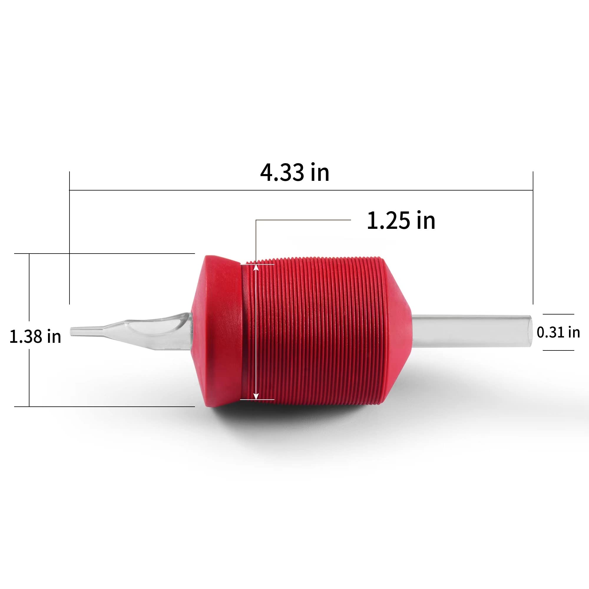 BEZTAT 1.25-Inch Ultra Premium Red Silicone Grip with Long Clear Disposable Tubes & Tips – 15 Pack, Diamond Tip (9DT)