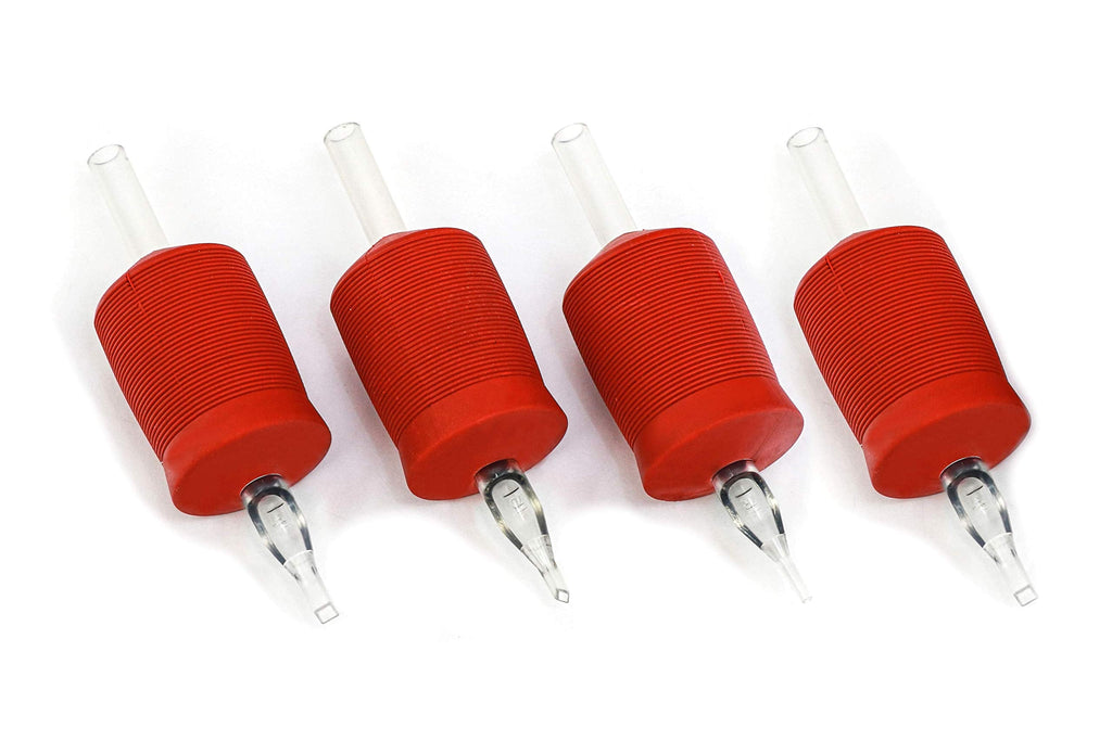 BEZTAT 30mm Ultra Premium Clear Disposable Tubes with Red Silicone Grip - 15 Pack, Diamond Tip (3DT)