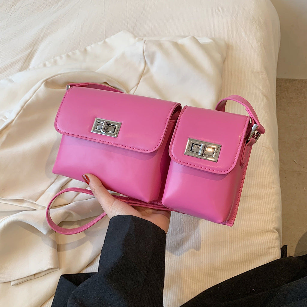 Women's Fashion Double Pocket Underarm Retro Shoulder Messenger Bag