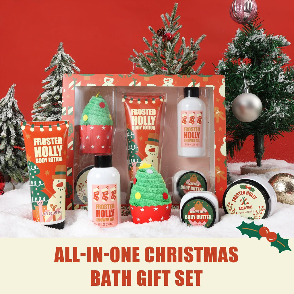 BFFLOVE Christmas Bath Gift Set - 5-Piece Spa Gift for Women