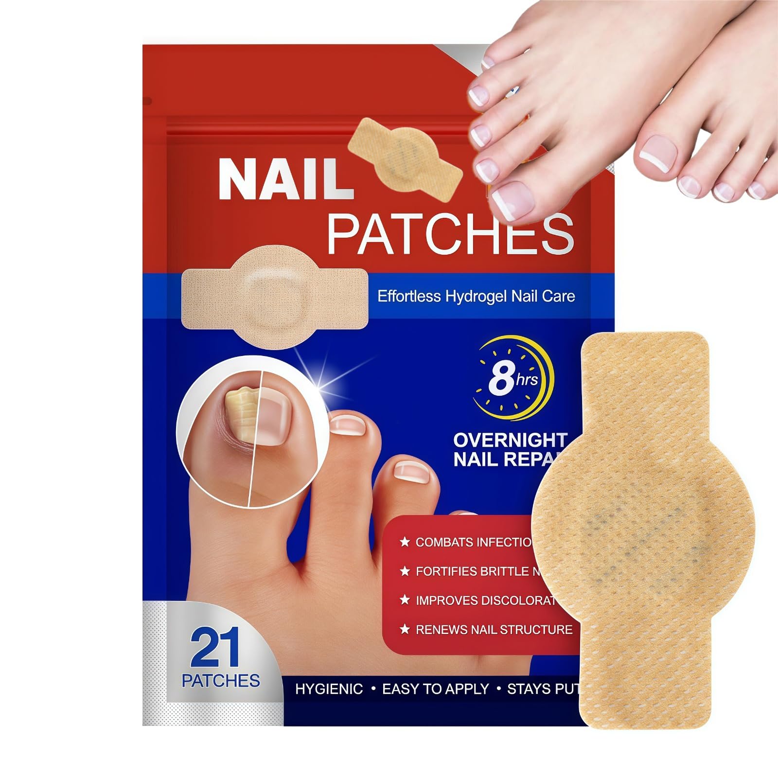 BFGCKJ Fungal Nail Patches for Toenails – 21-Count, Overnight Renewal