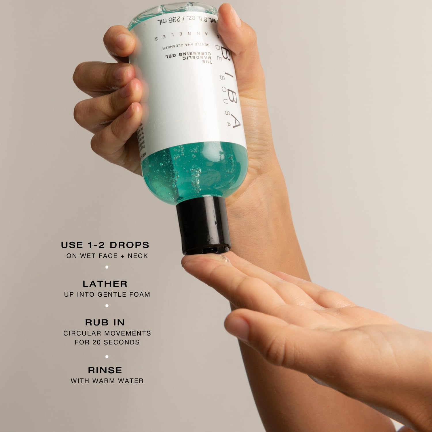 Biba De Sousa Mandelic Cleansing Gel – Gentle, Sulfate-Free AHA Cleanser for All Skin Types