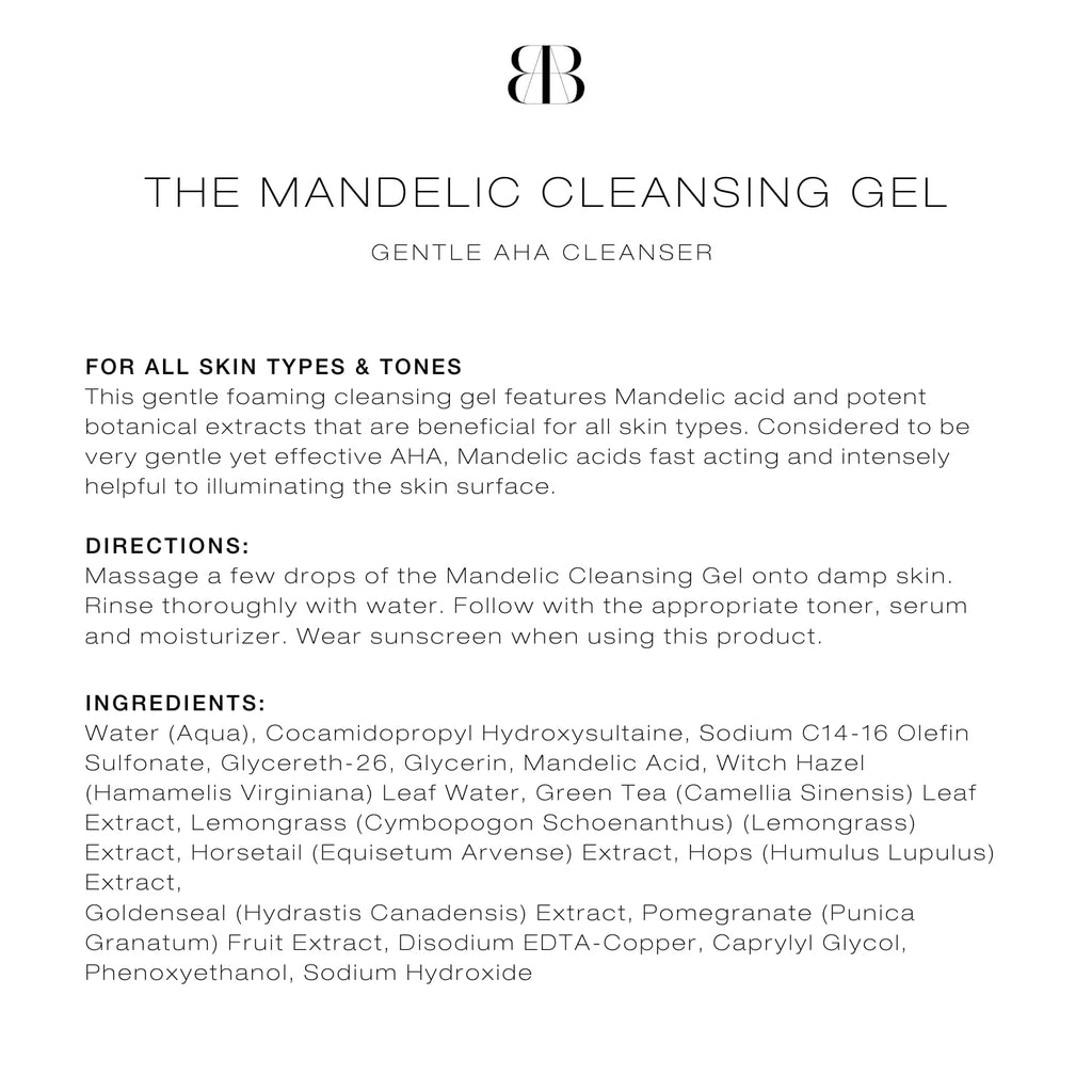 Biba De Sousa Mandelic Cleansing Gel – Gentle, Sulfate-Free AHA Cleanser for All Skin Types