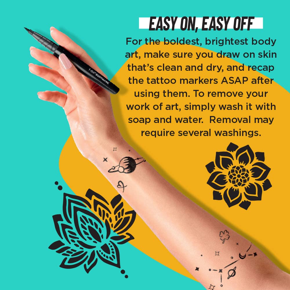 BIC BodyMark Temporary Tattoo Marker (Black) – Skin-Safe, Cosmetic-Quality Ink, 0.04 fl oz