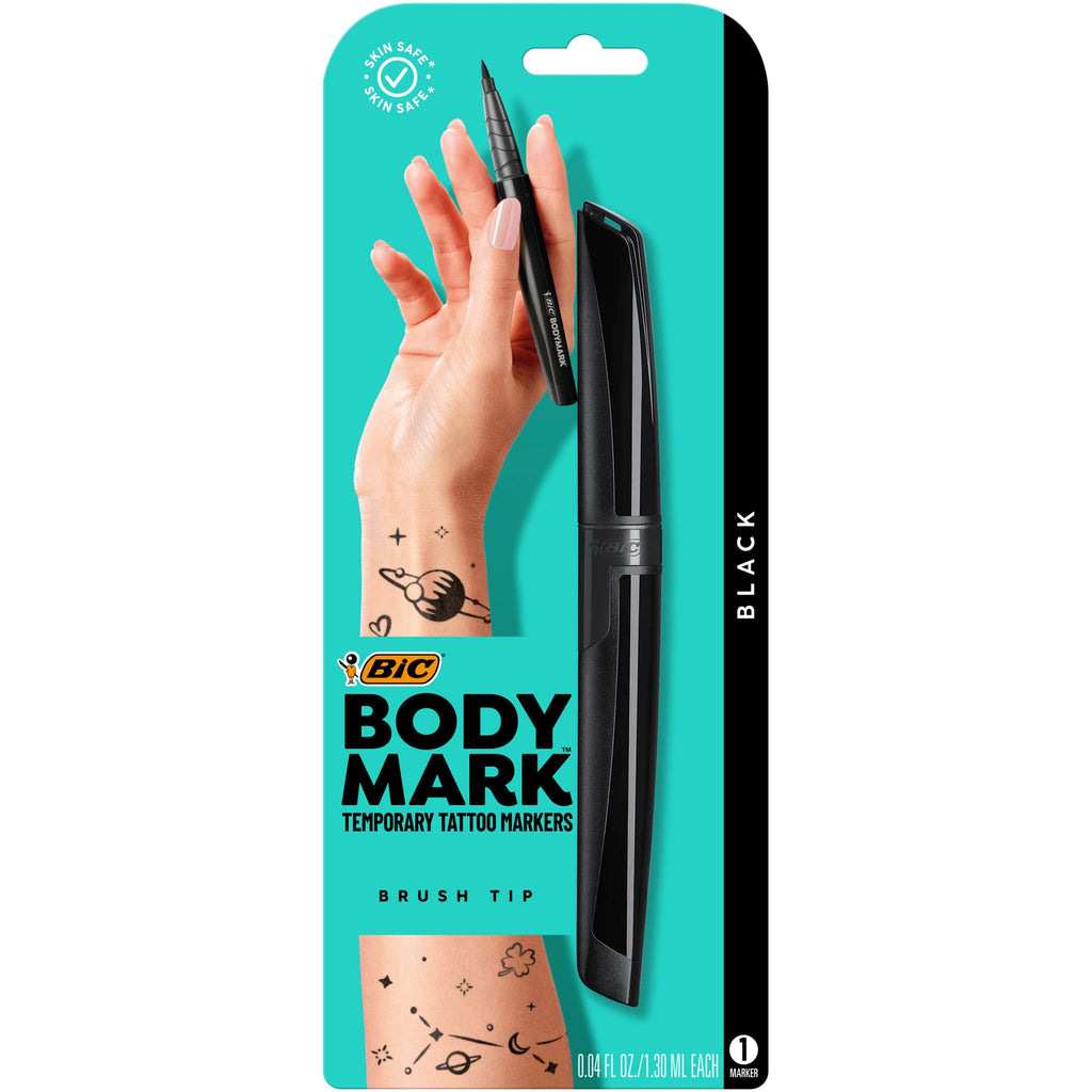 BIC BodyMark Temporary Tattoo Marker (Black) – Skin-Safe, Cosmetic-Quality Ink, 0.04 fl oz