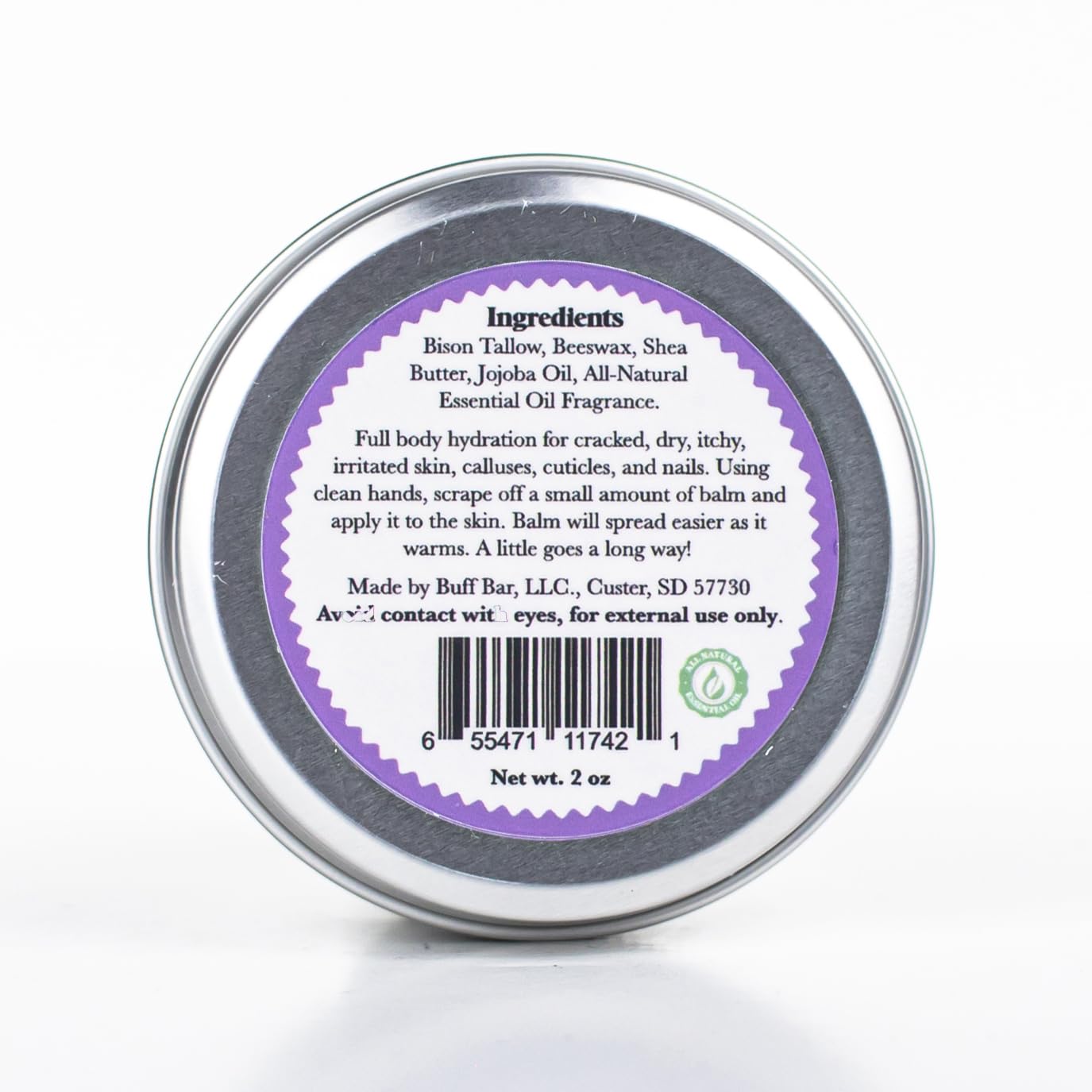 Big Crazy Buffalo BUFF BAR Bison Tallow Balm – Lavender Mint, 2 oz, 1 Pack | All-Purpose Hydration