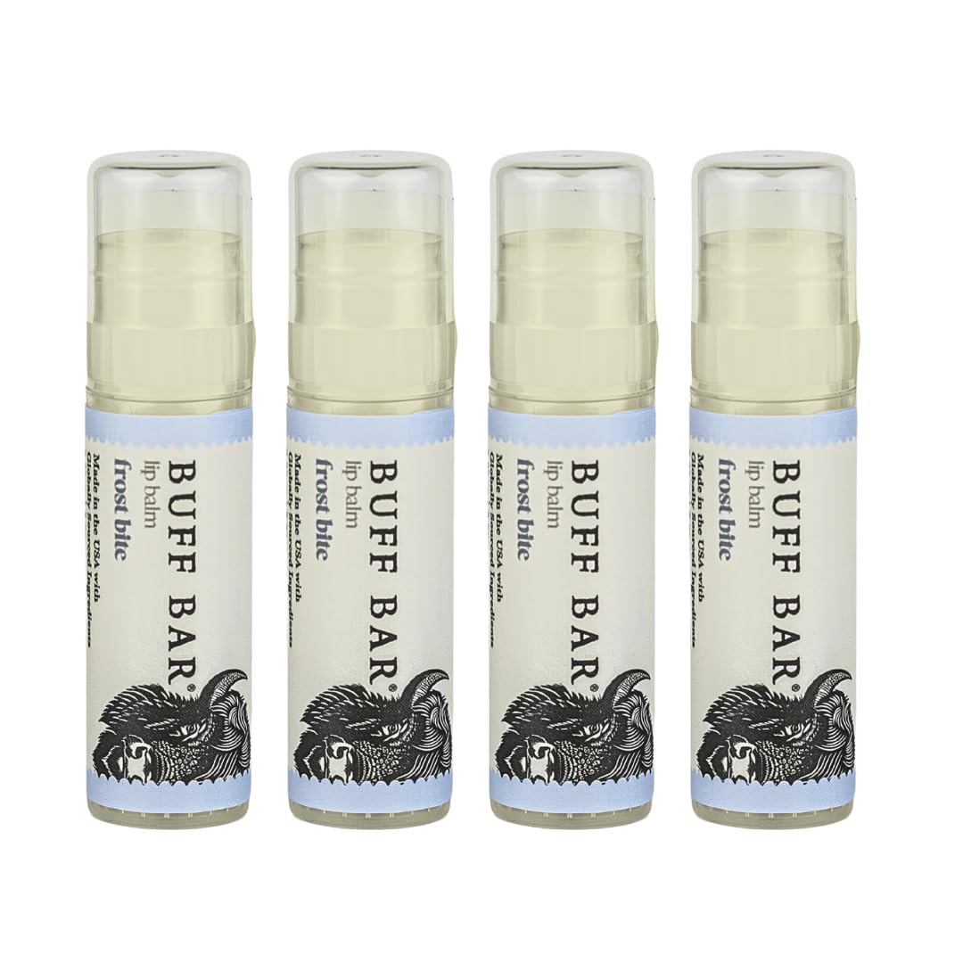 BUFF BAR Frost Bite Lip Balm – Pure Bison Tallow, Peppermint, 4-Pack | Big Crazy Buffalo