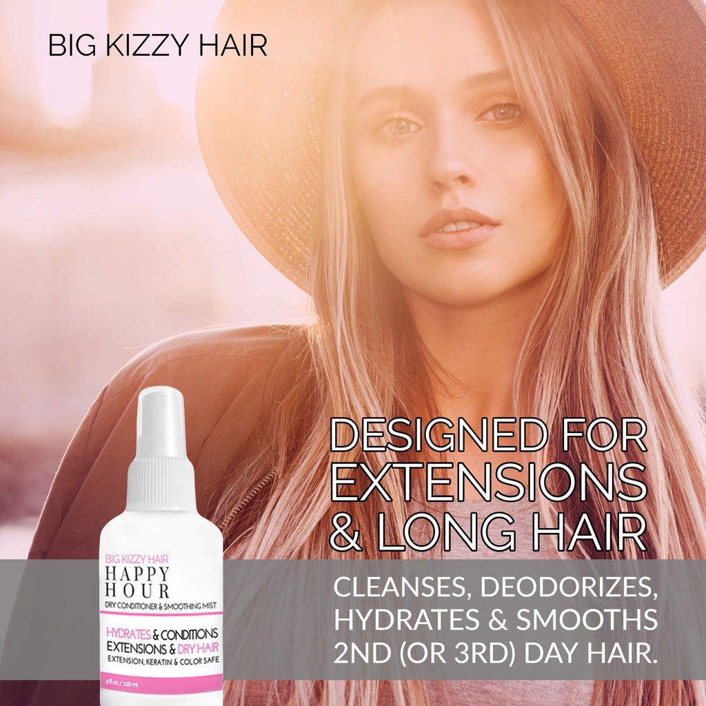 Big Kizzy Happy Hour Dry Conditioner Spray with Marula Oil – Smoothing Frizz Control for All Hair Types (4 oz)