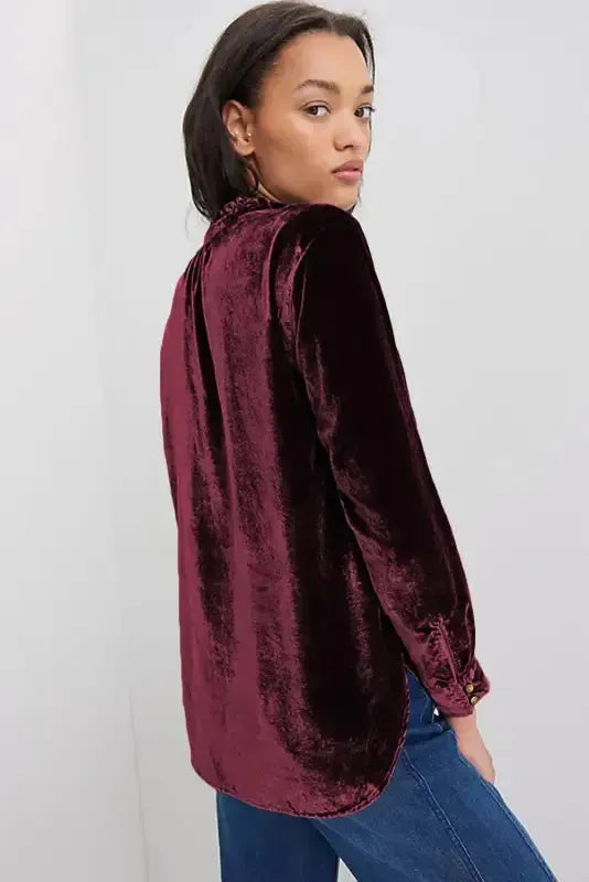 Red Velvet Long Sleeve Elegant Top Women UK