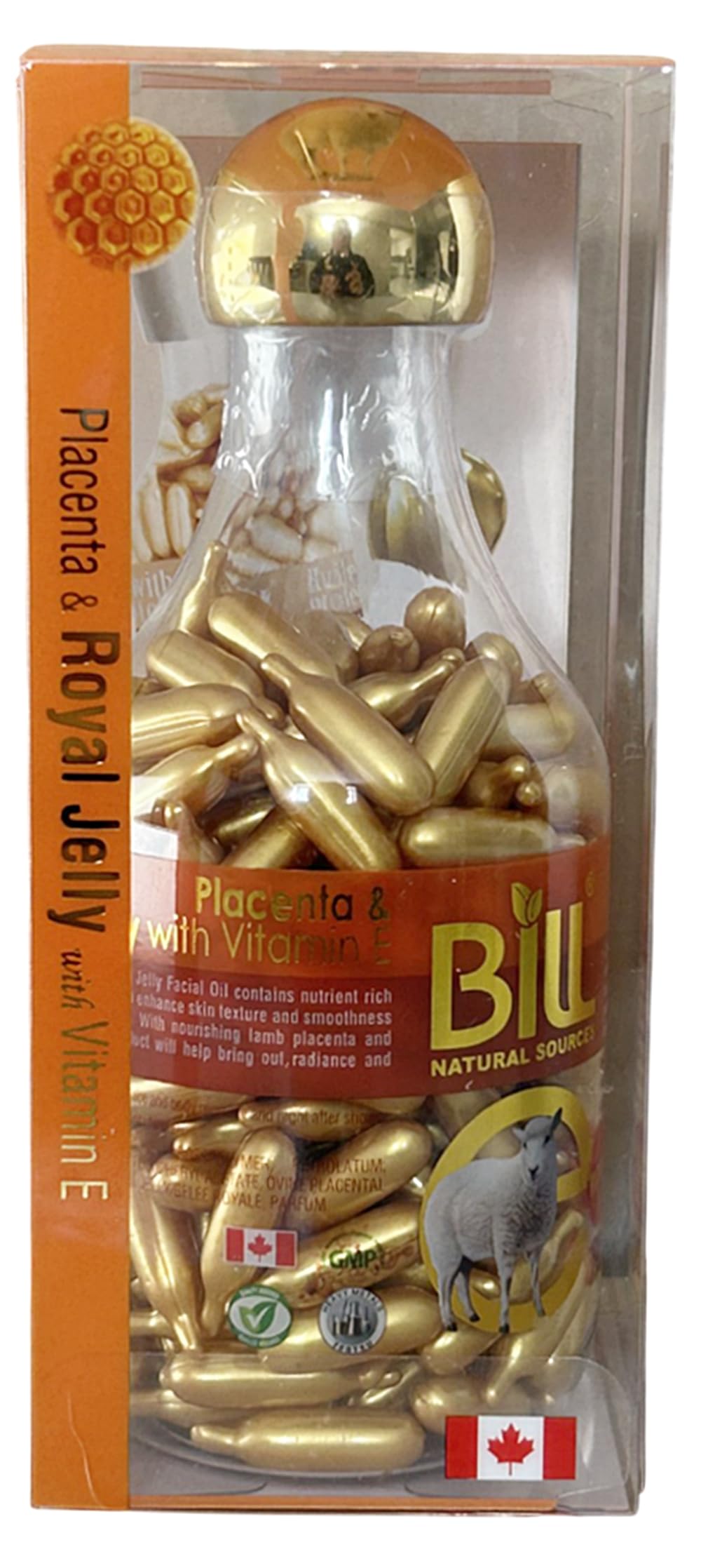 Bill Natural Sources Lamb Placenta & Royal Jelly Facial Oil with Vitamin E – 200 Gelcaps