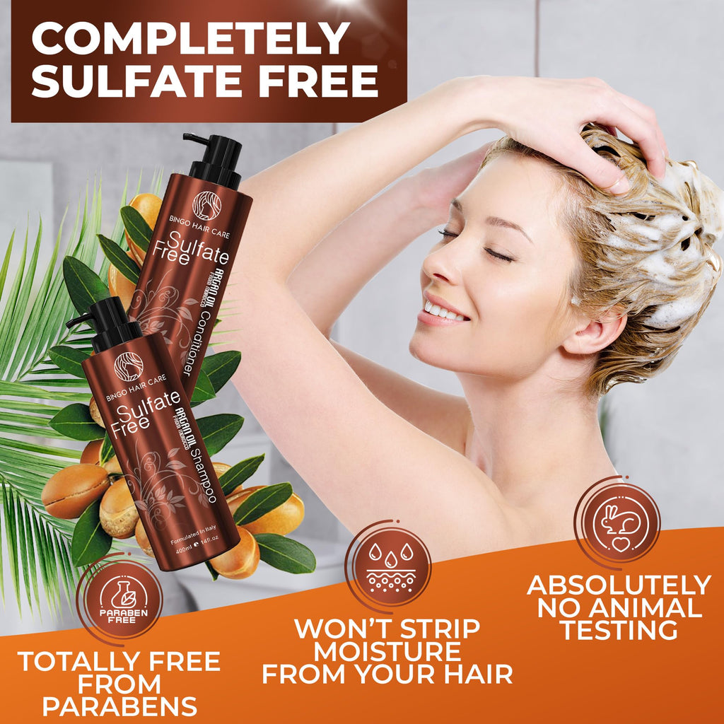 BINGO HAIR CARE Moroccan Argan Oil Shampoo & Conditioner Set | Sulfate Free
