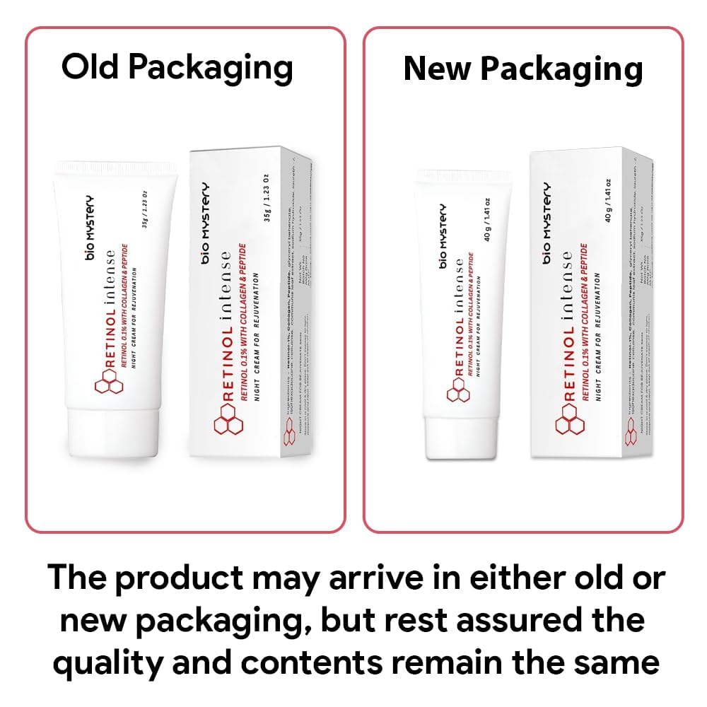 Bio Mystery Retinol 0.1% Intense Cream – Night Cream with Collagen & Peptides | Smooths Fine Lines, 40 g
