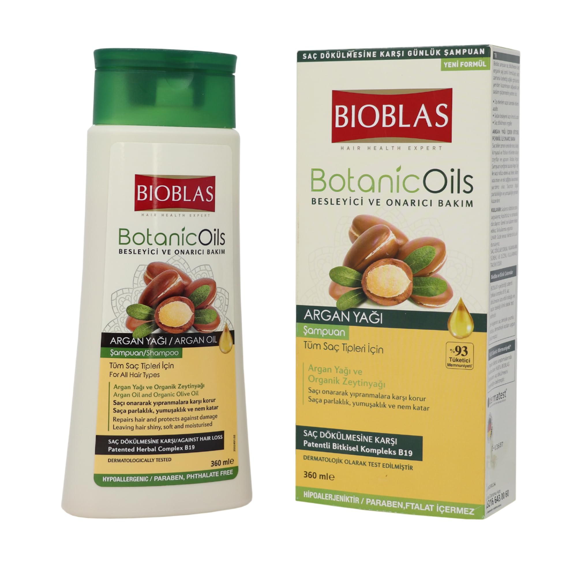 BIOBLAS Argan Oil & Organic Olive Oil Shampoo – Hydrating, Repairing & Strengthening Hair | All Hair Types | 2 Pack