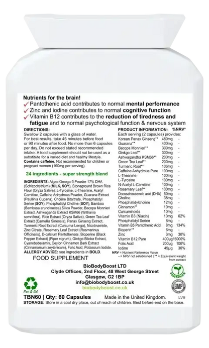 Biobrain Nootropic Capsules | Focus, Energy & Clarity UK