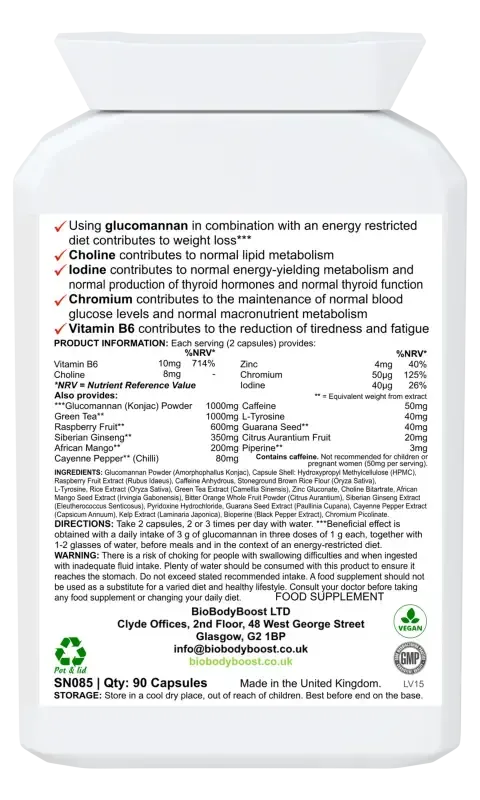 BioBurn Glucomannan Raspberry Complex | Weight Management UK