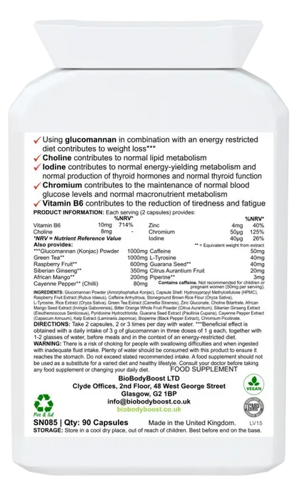 BioBurn Glucomannan Raspberry Complex | Weight Management UK