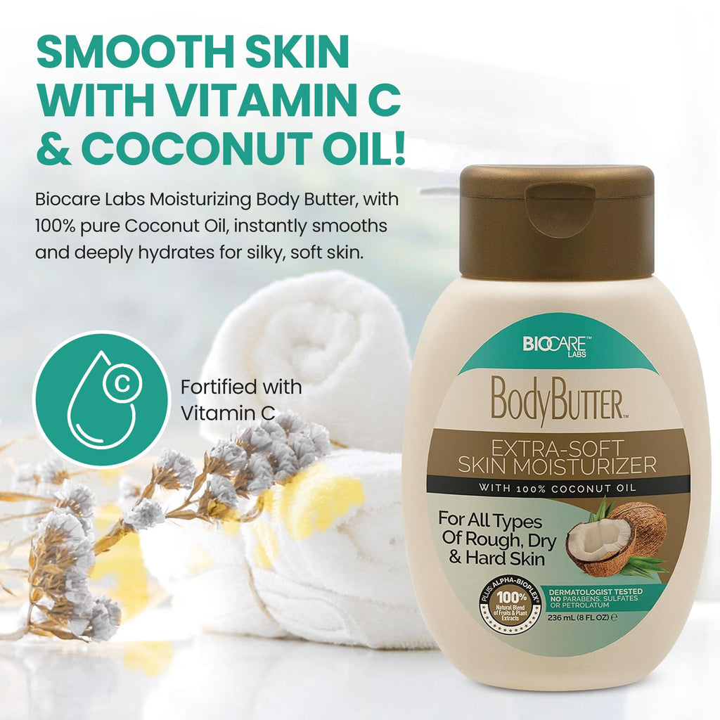 Biocare Labs Moisturizing Body Butter — 100% Coconut Oil Hydration for Soft, Healthy Skin