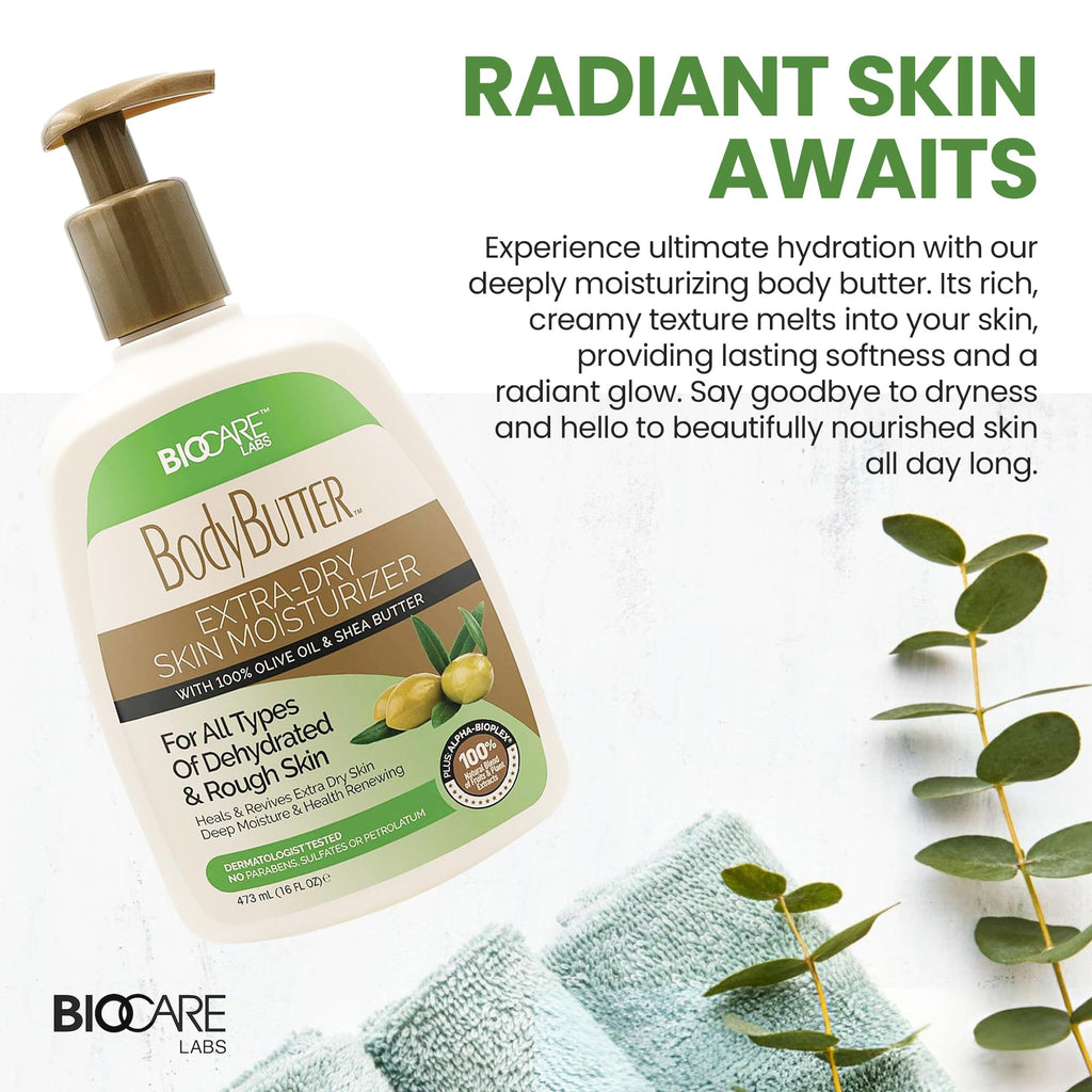 Biocare Labs Moisturizing Body Butter - Rich Shea & Olive Oil Hydration | 16 oz