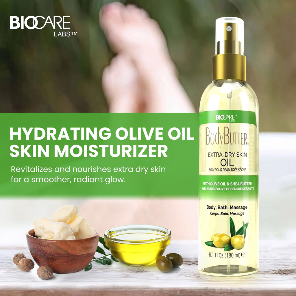 Biocare Skin Renewal Olive Oil Moisturizer for Extra Dry Skin – Nourishing Body Oil with Shea Butter & Vitamin E (6.1 oz)
