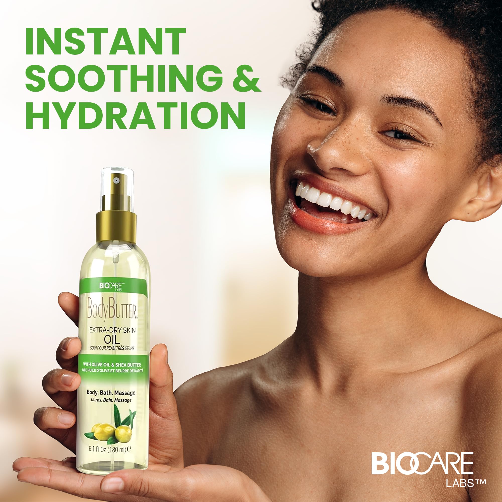 Biocare Skin Renewal Olive Oil Moisturizer for Extra Dry Skin – Nourishing Body Oil with Shea Butter & Vitamin E (6.1 oz)